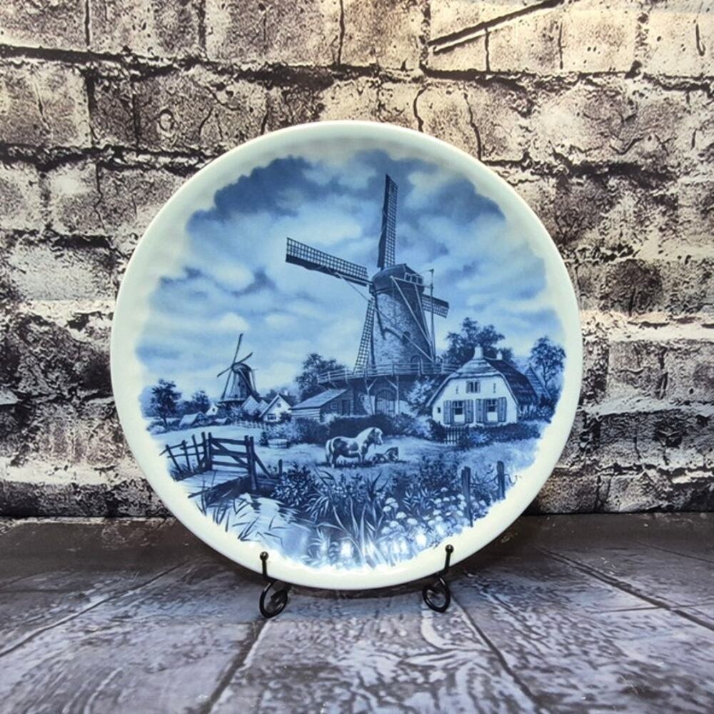 Vintage Delft Blue Windmill Farm hand painted Made in Holland